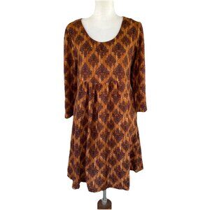 REBORN New York Woman’s Brown 3/4 Sleeves Fleece Soft Dress Size 1X